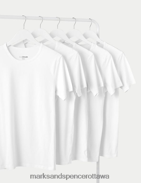 5pk Cool & Fresh T-Shirt Vests White Marks & Spencer Clothing Men 0X40JL5323